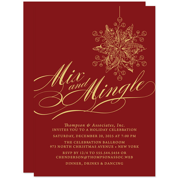 Mix and Mingle Fancy Ornament Holiday Party Invitations by The Spotted Olive