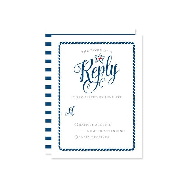 Modern Calligraphy Nautical RSVP Cards by The Spotted Olive