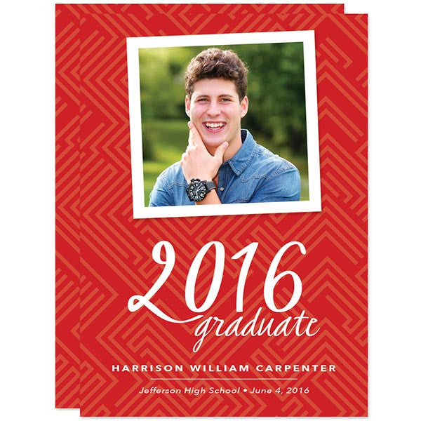 Modern Red Graduation Announcements by The Spotted Olive