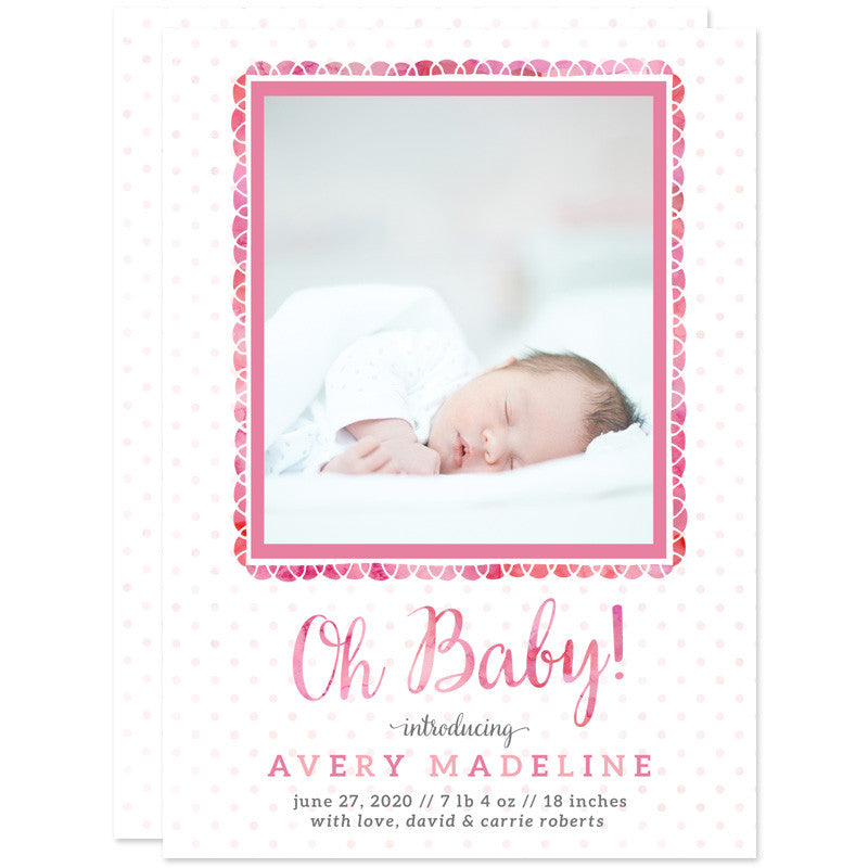 Oh Baby Fun Frame Birth Announcements - Pink