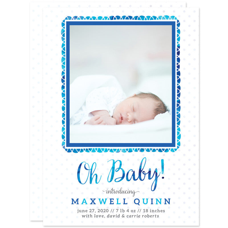 Oh Baby Fun Frame Birth Announcements - Blue