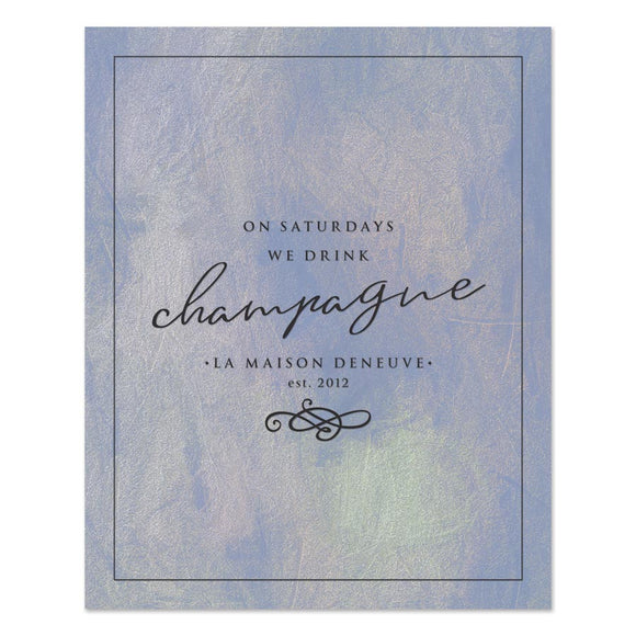 On Saturdays We Drink Champagne Personalized Art Print by The Spotted Olive - Scene