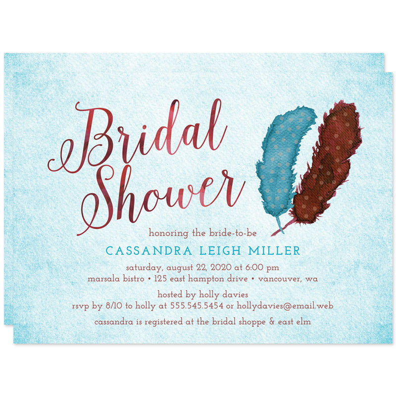Painted Feathers Bridal Shower Invitations