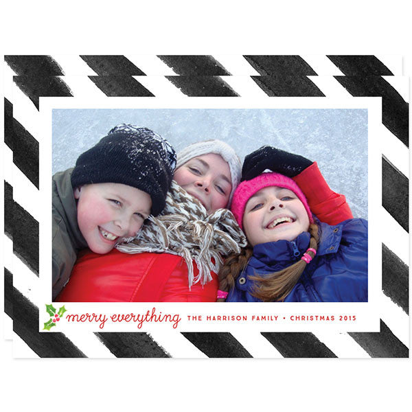 Painted Stripes Merry Everything Holiday Christmas Photo Cards by The Spotted Olive