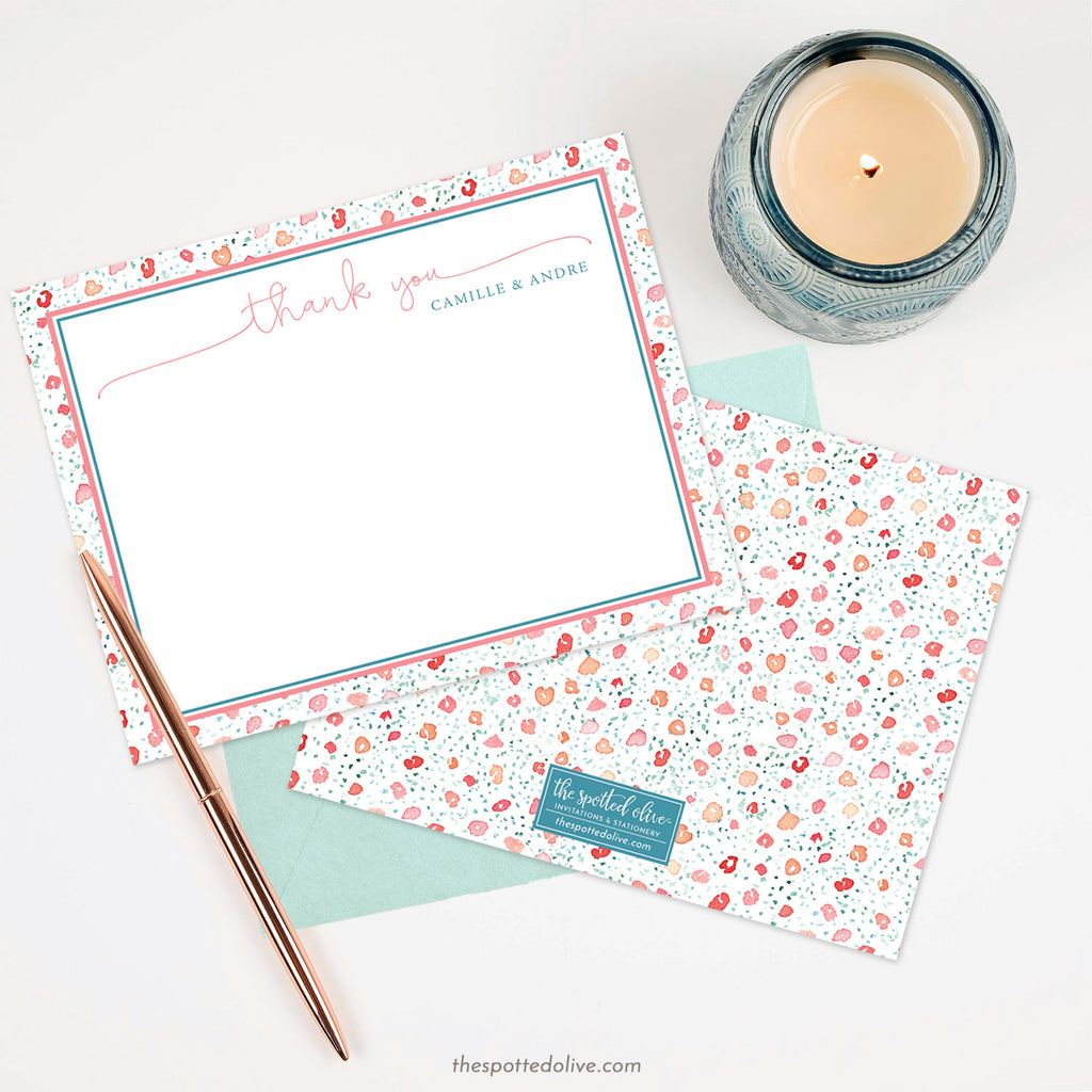 Petite Floral Personalized Note Cards by The Spotted Olive - Scene