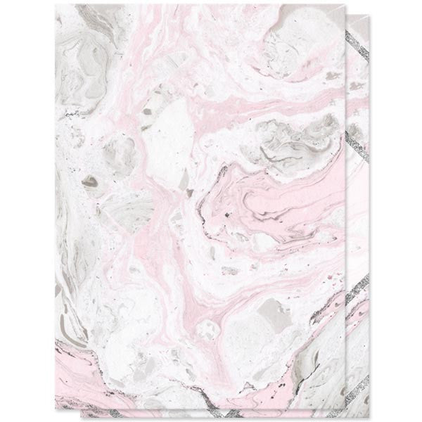 Pink & Gray Marble Wedding Invitations by The Spotted Olive - Back