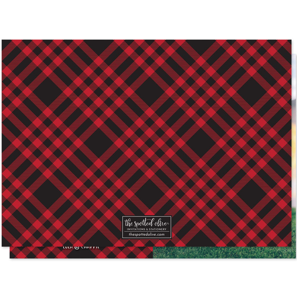 Plaid Happy Howlidays Holiday Photo Cards by The Spotted Olive - Back