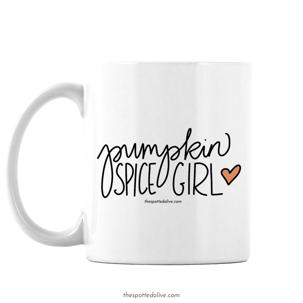 Pumpkin Spice Girl Coffee Mug by The Spotted Olive - Left