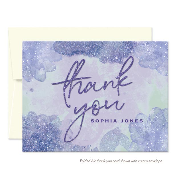 Purple & Blue Pixie Dust Thank You Cards by The Spotted Olive - Cream Envelopes