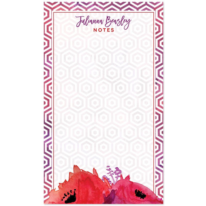 Red & Purple Watercolor Flowers Personalized Notepads by The Spotted Olive