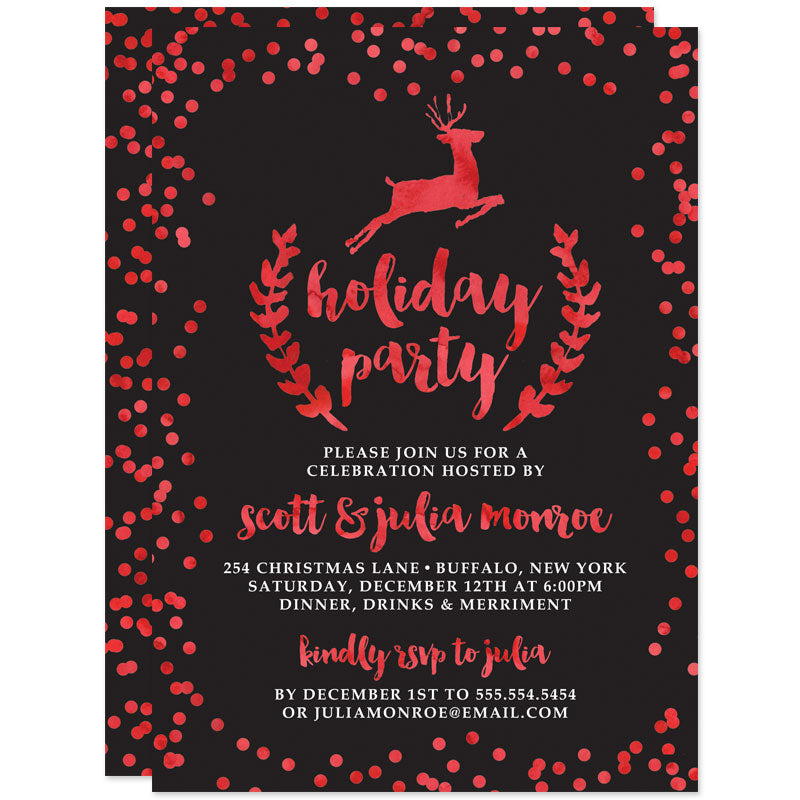 Red Deer Holiday Party Invitations by The Spotted Olive