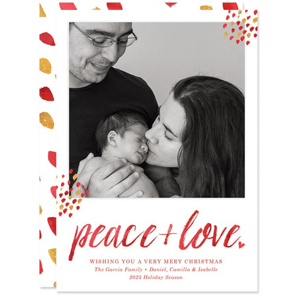 Red Peace + Love Holiday Photo Cards by The Spotted Olive