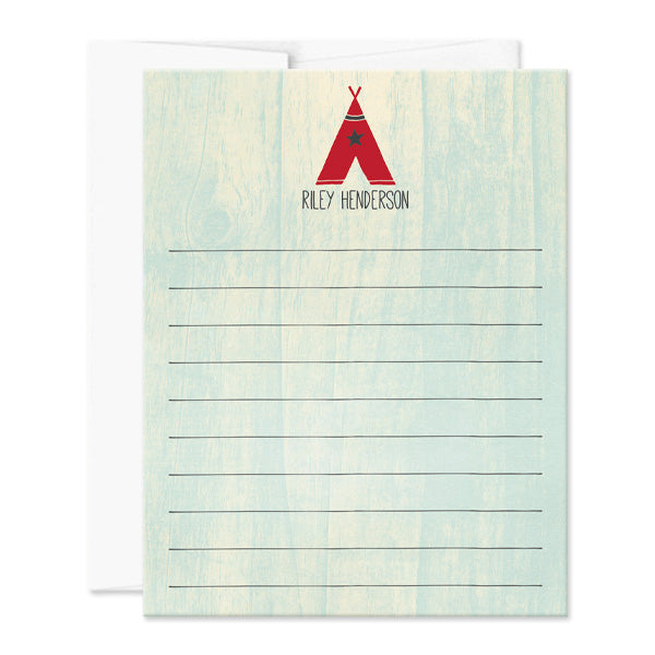 Kids Red Teepee Personalized Note Cards by The Spotted Olive - Envelope