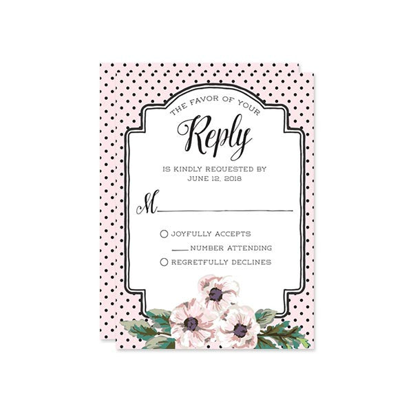 Retro Polka Dots & Flowers RSVP Cards by The Spotted Olive