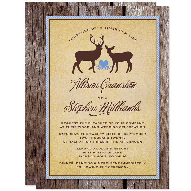 Rustic Deer & Wood Wedding Invitations