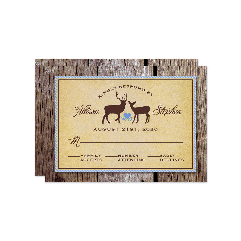 Rustic Deer & Wood Wedding RSVP Cards