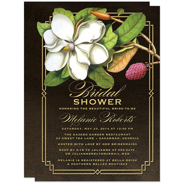 Elegant Vintage Southern Magnolia Save The Date Cards by The Spotted Olive
