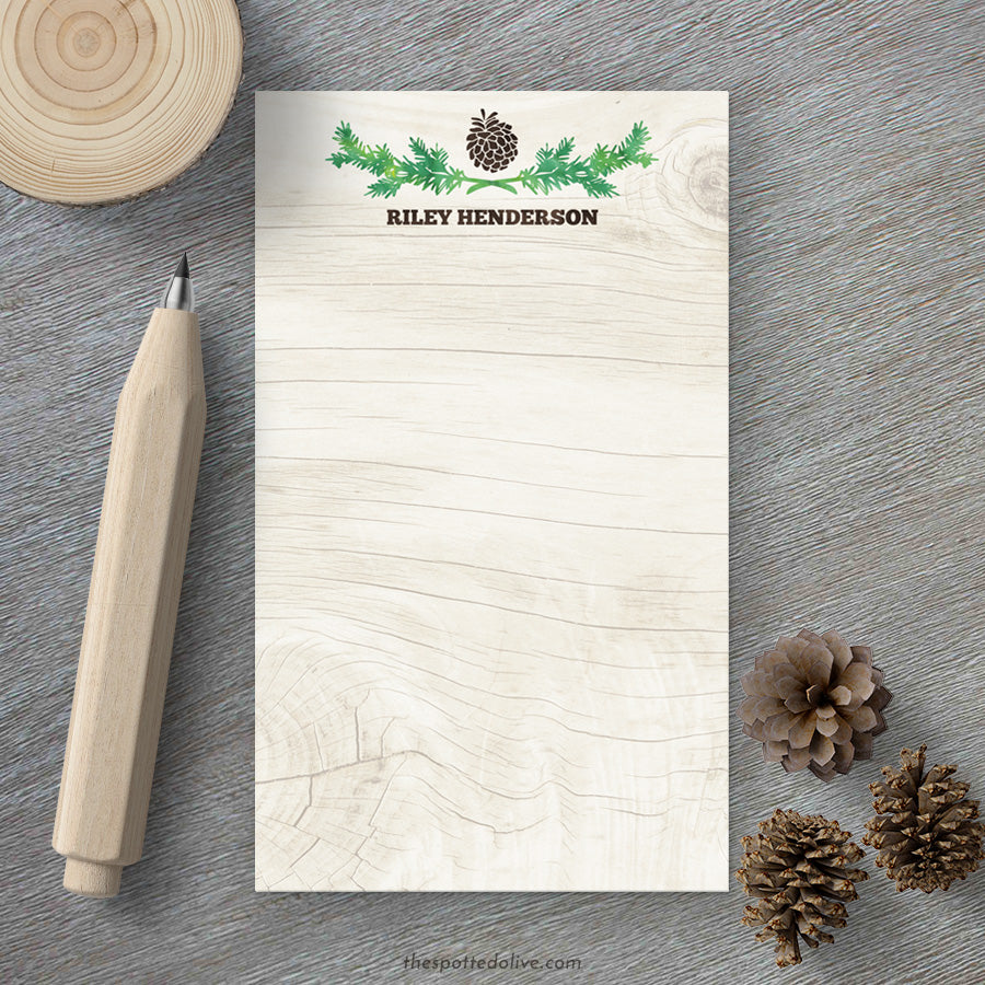 Personalized Notepads - Rustic Pine Cone