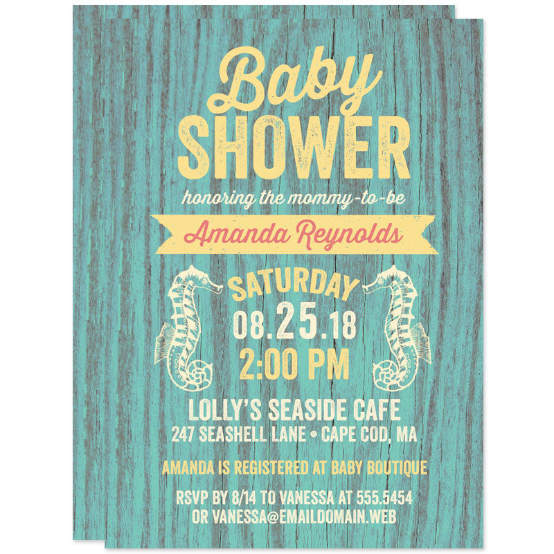Baby Shower Invitations - Rustic Beach Seahorses - The Spotted Olive