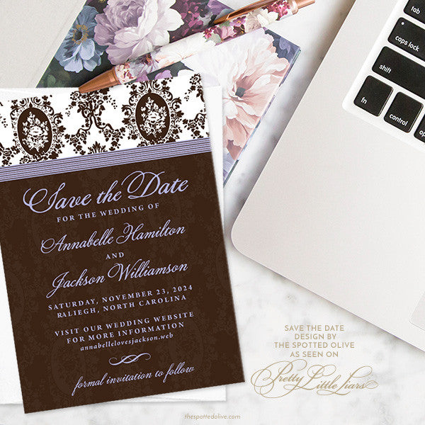 Victorian Romance Save The Dates by The Spotted Olive as seen on Pretty Little Liars - Scene