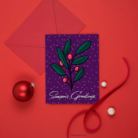 Season’s Greetings Berries Christmas Holiday Card