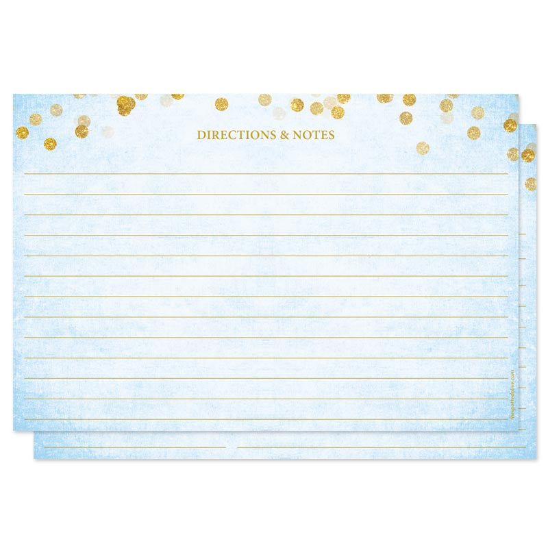 Sky Blue & Gold Confetti Recipe for the Bride Cards by The Spotted Olive - Back
