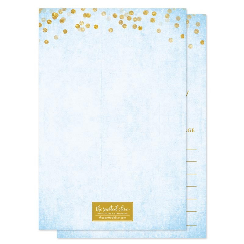 Sky Blue & Gold Confetti Advice for The Bride Cards by The Spotted Olive - Back