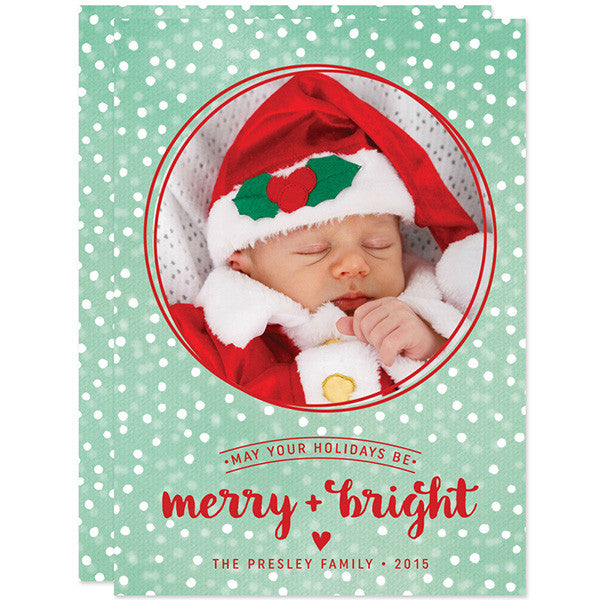 Snowy Merry + Bright Christmas Holiday Photo Cards by The Spotted Olive