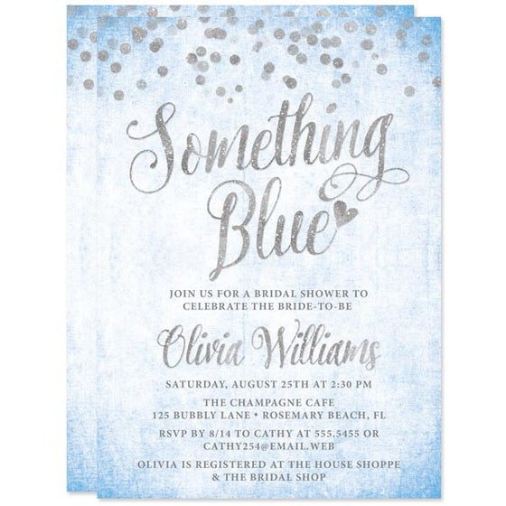 Bridal Shower Invitations - Silver Confetti Something Blue