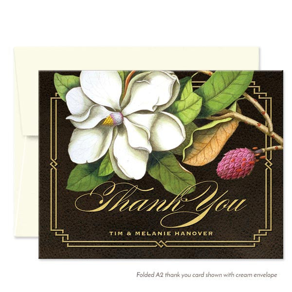 Southern Magnolia Thank You Cards by The Spotted Olive - Cream Envelopes