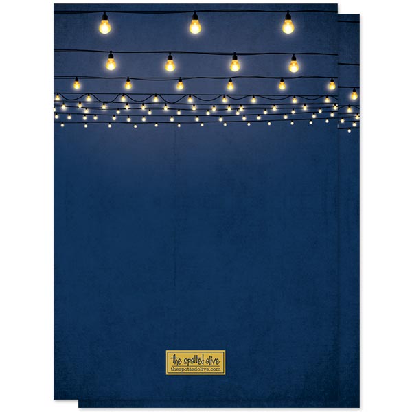Engagement Party Invitations - Navy & Gold String Lights