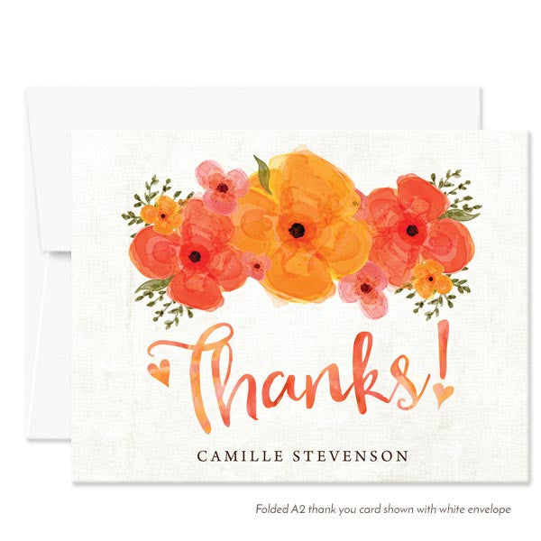 Summer Garden Florals Thank You Cards by The Spotted Olive - White Envelopes