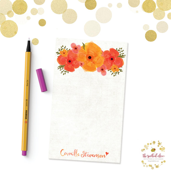 Summer Garden Floral Personalized Notepads by The Spotted Olive