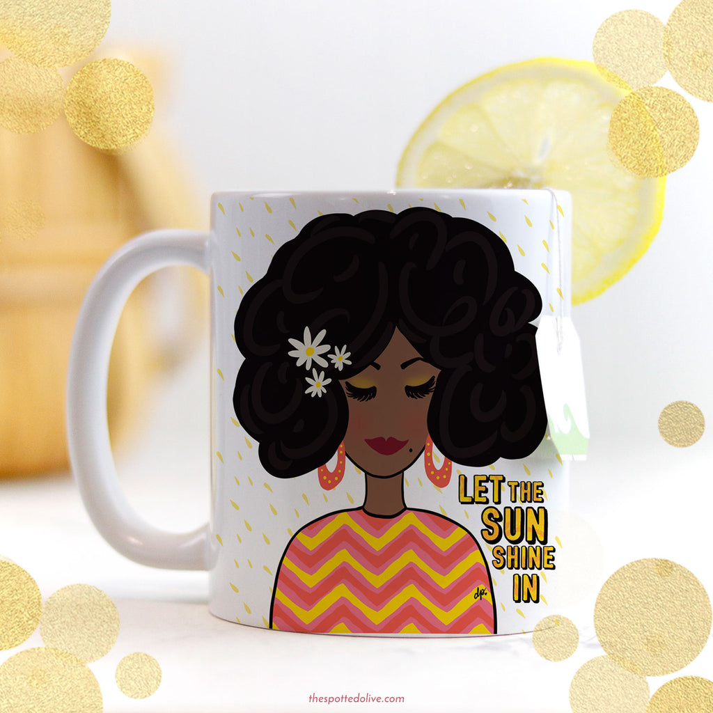 Susnshine Lady Coffee Mug by The Spotted Olive - Scene
