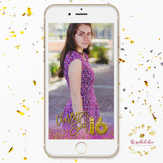 Personalized Snapchat Geofilter - Sweet 16 Balloons