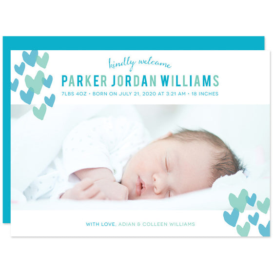 Sweet Hearts Photo Baby Birth Announcements