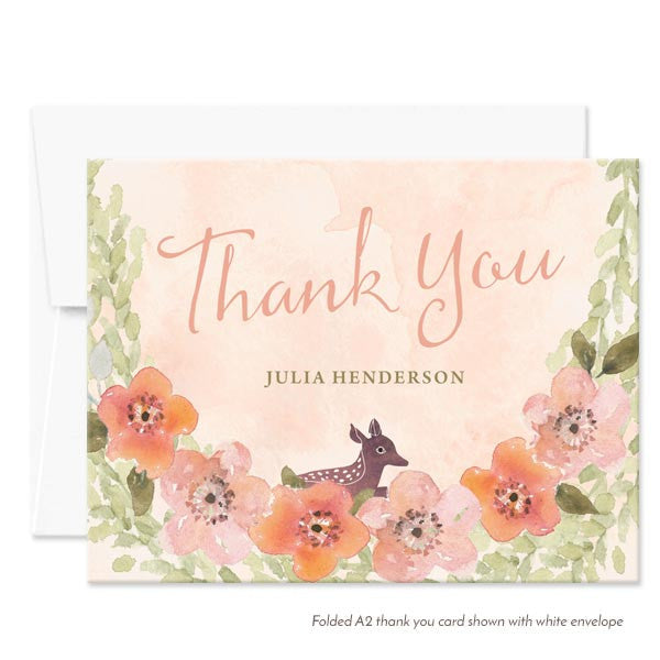 Sweet Woodland Floral Thank You Cards by The Spotted Olive - White Envelopes