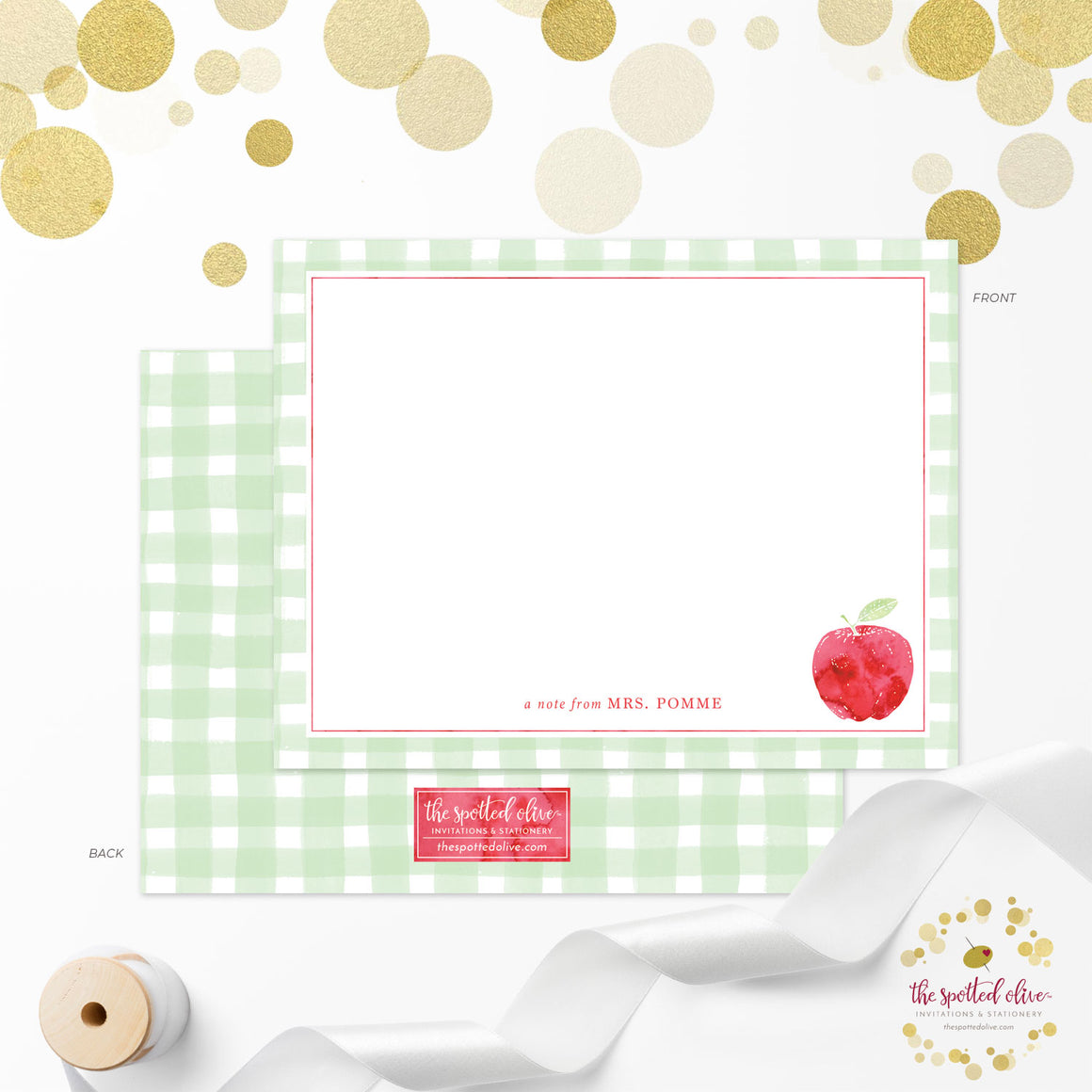 Personalized Note Cards - Apple for Teacher