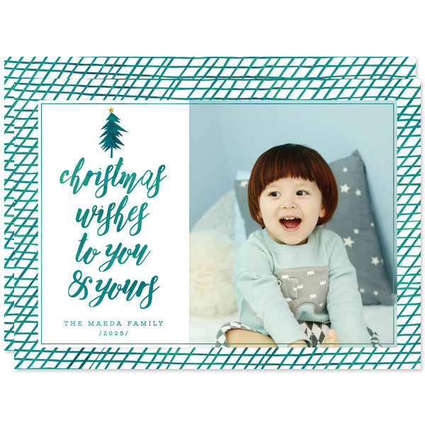Teal Christmas Wishes Holiday Photo Cards by The Spotted Olive