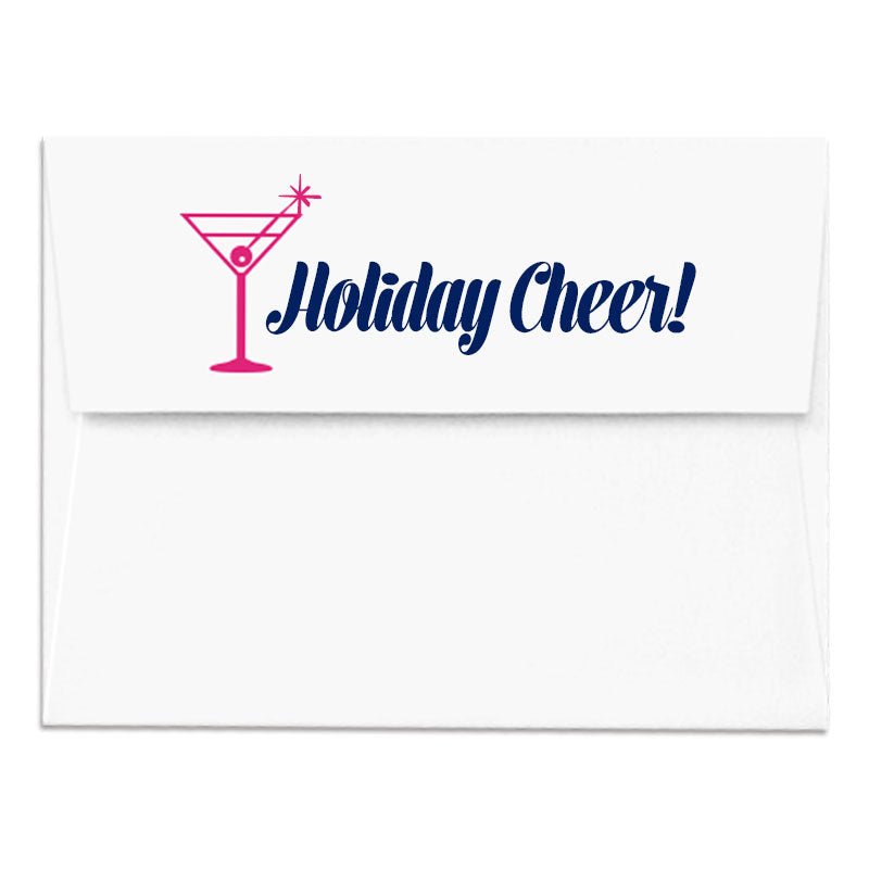 Holiday Card - ‘Tis The Season For Cocktails (Navy & Pink Plaid)