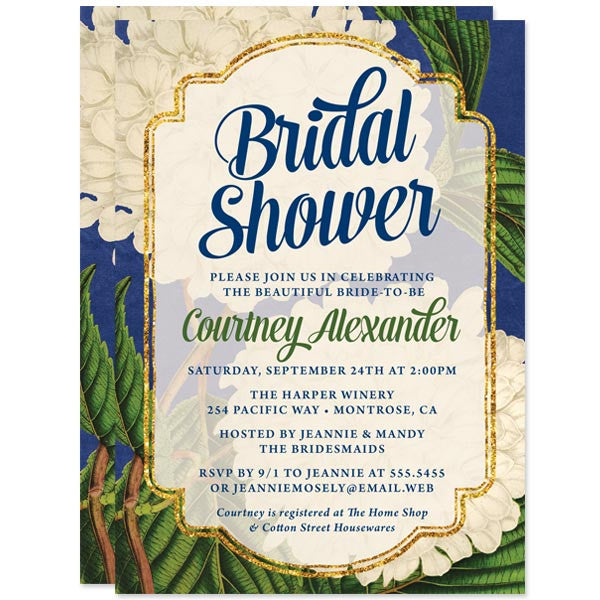 Vintage Hydrangeas Bridal Shower Invitations by The Spotted Olive