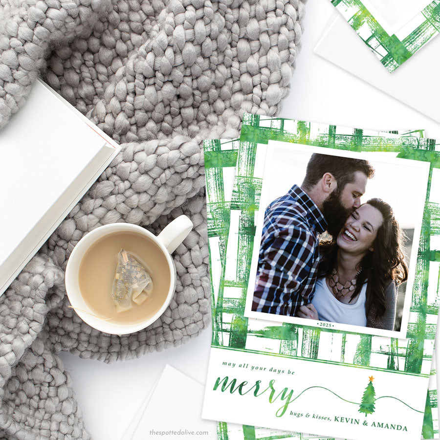 Watercolor Brushstrokes Holiday Photo Cards by The Spotted Olive - Shop