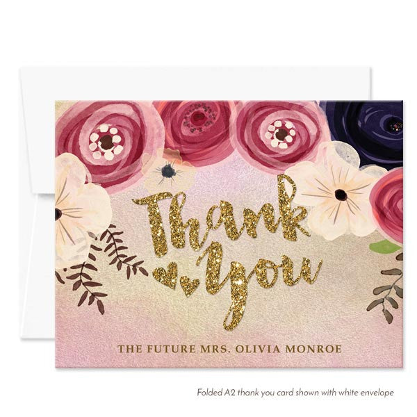 Personalized Watercolor Floral Thank You Cards by The Spotted Olive - White Envelopes