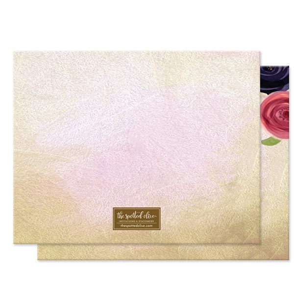 Watercolor Flowers Personalized Note Cards by The Spotted Olive - Back