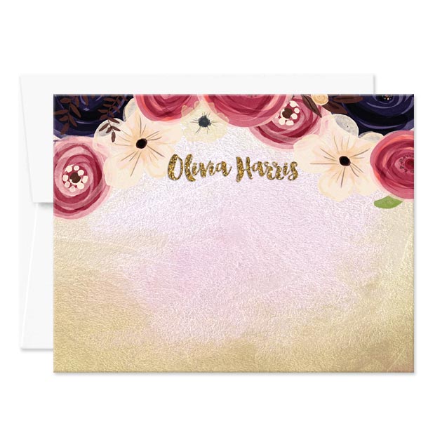 Watercolor Flowers Personalized Note Cards by The Spotted Olive