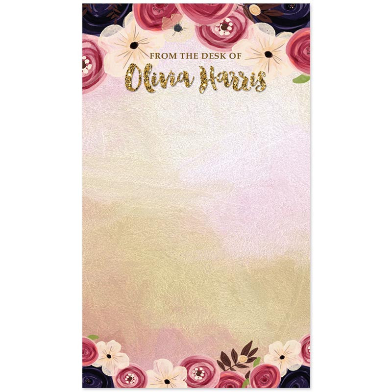 Watercolor Flowers Personalized Notepad by The Spotted Olive