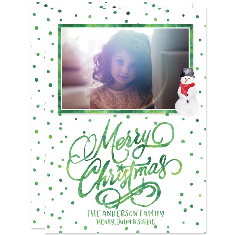 Watercolor Merry Christmas Holiday Photo Cards by The Spotted Olive