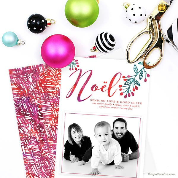 Watercolor Noël Holiday Photo Cards by The Spotted Olive - Scene