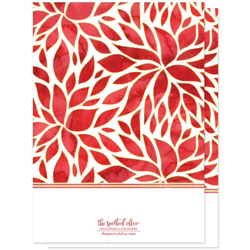 Watercolor Poinsettia Holiday Photo Cards by The Spotted Olive - Back