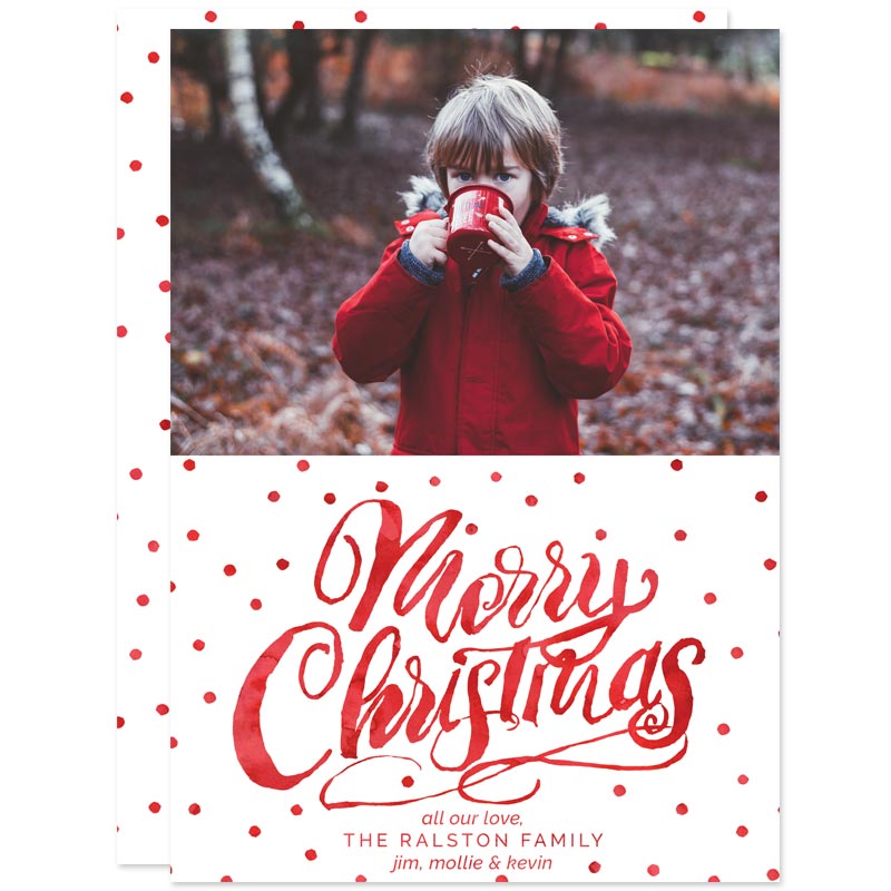 Watercolor Polka Dots Christmas Photo Cards by The Spotted Olive